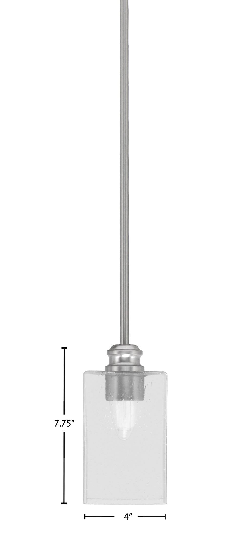 Edge One Light Mini Pendant in Brushed Nickel with 4" Square Clear Bubble Shade