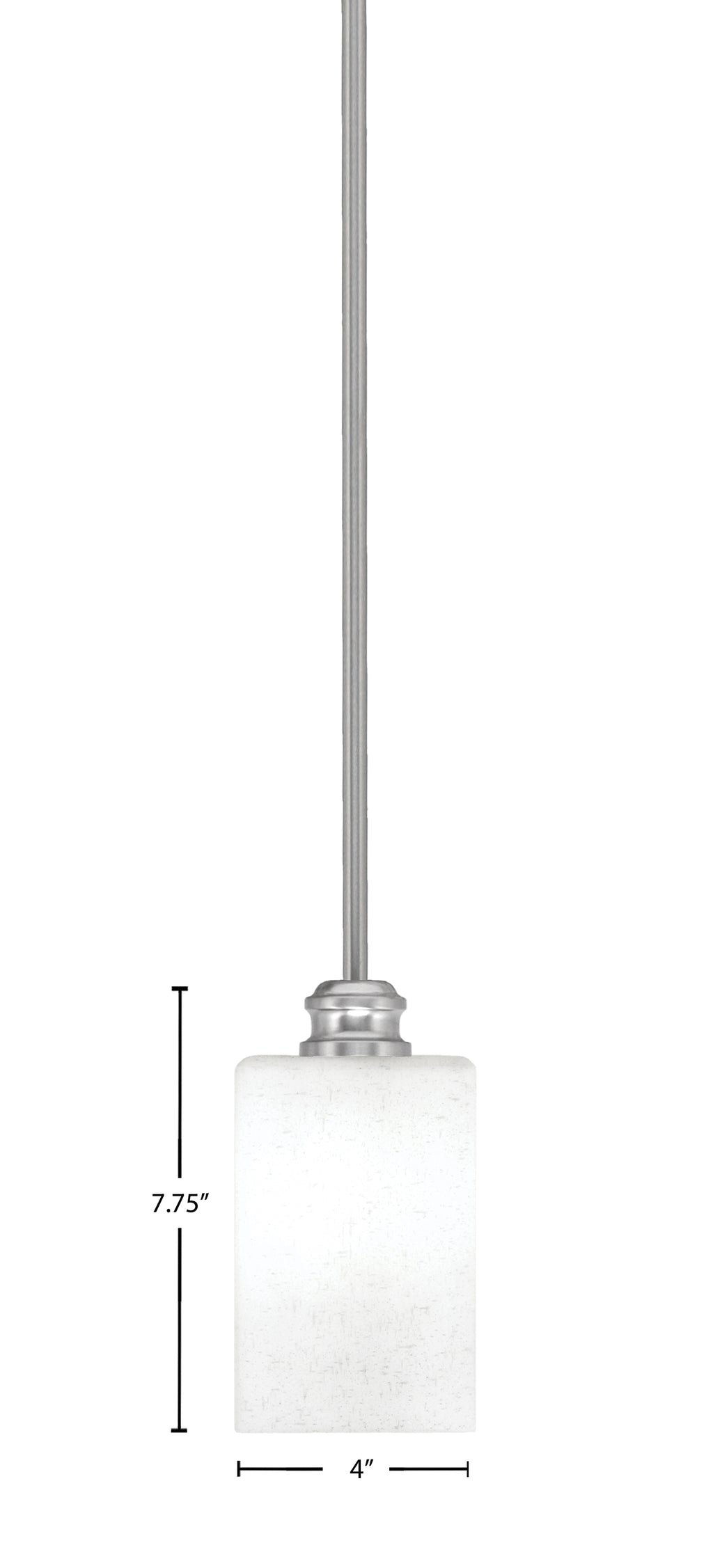 Edge One Light Mini Pendant in Brushed Nickel with 4" Square White Muslin Shade