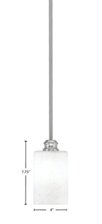 Edge One Light Mini Pendant in Brushed Nickel with 4" Square White Muslin Shade