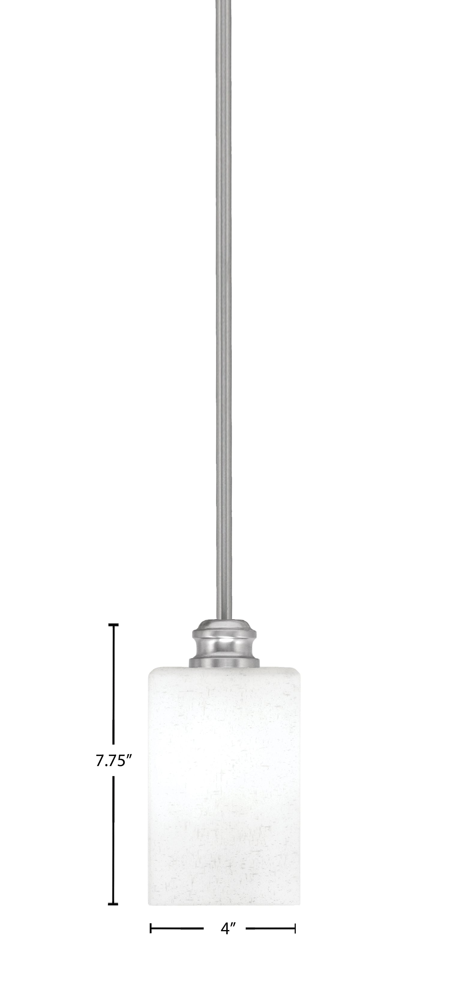 Edge One Light Mini Pendant in Brushed Nickel with 4" Square White Muslin Shade