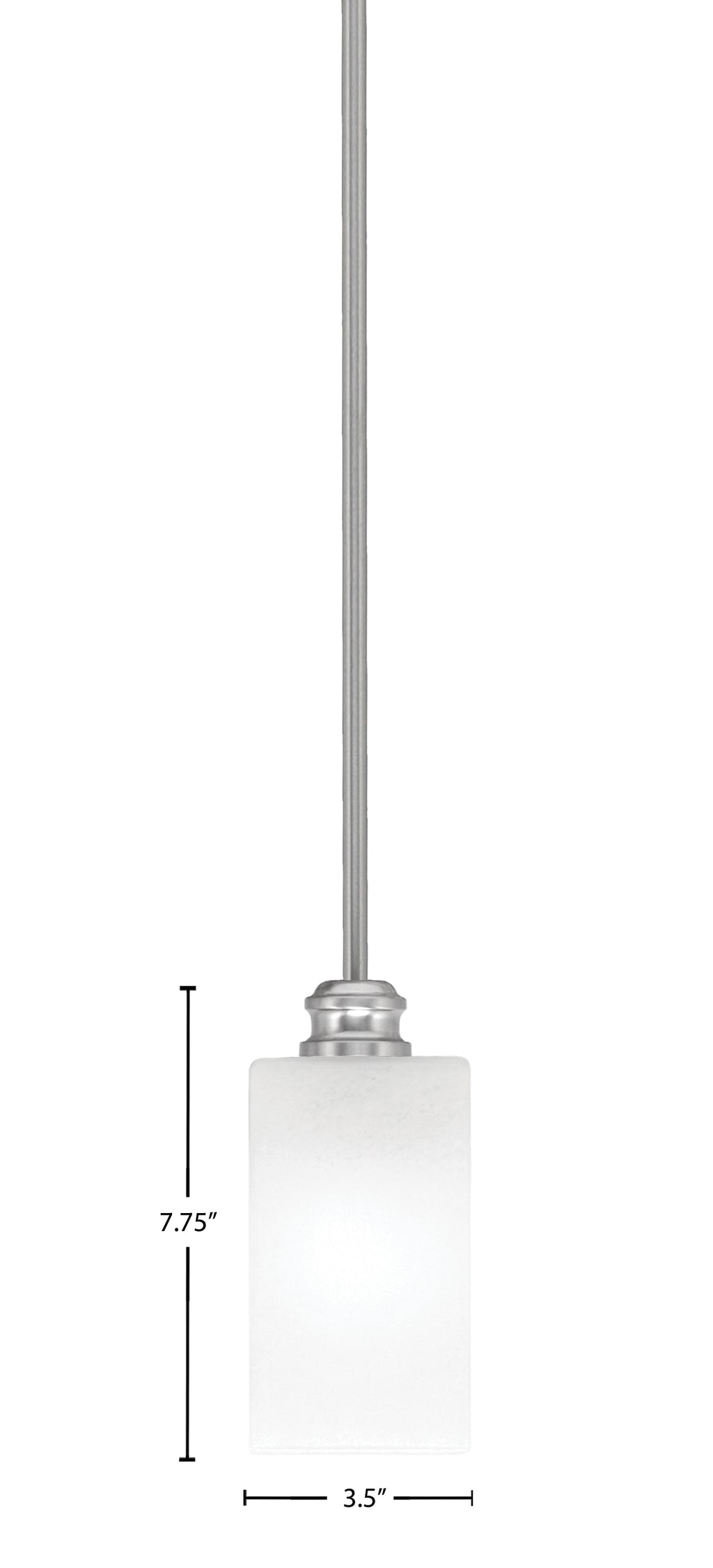 Edge One Light Mini Pendant in Brushed Nickel with 3.5" Square White Marble Shade