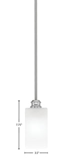 Edge One Light Mini Pendant in Brushed Nickel with 3.5" Square White Marble Shade