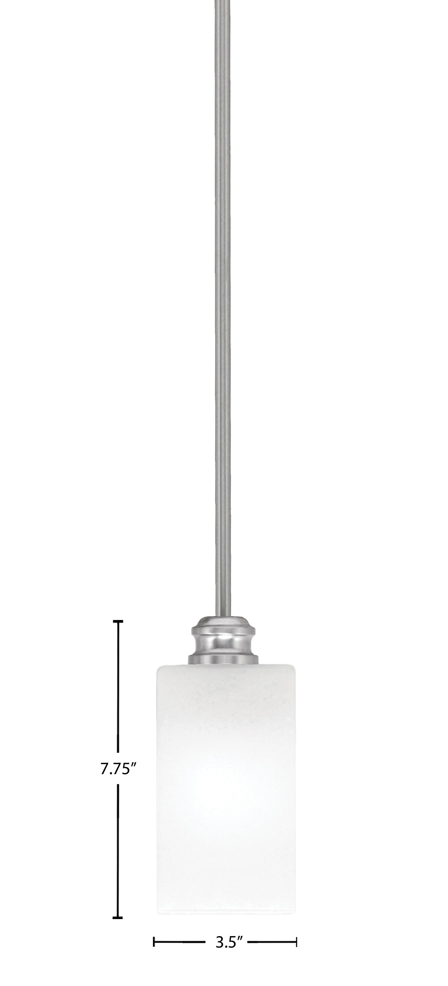 Edge One Light Mini Pendant in Brushed Nickel with 3.5" Square White Marble Shade