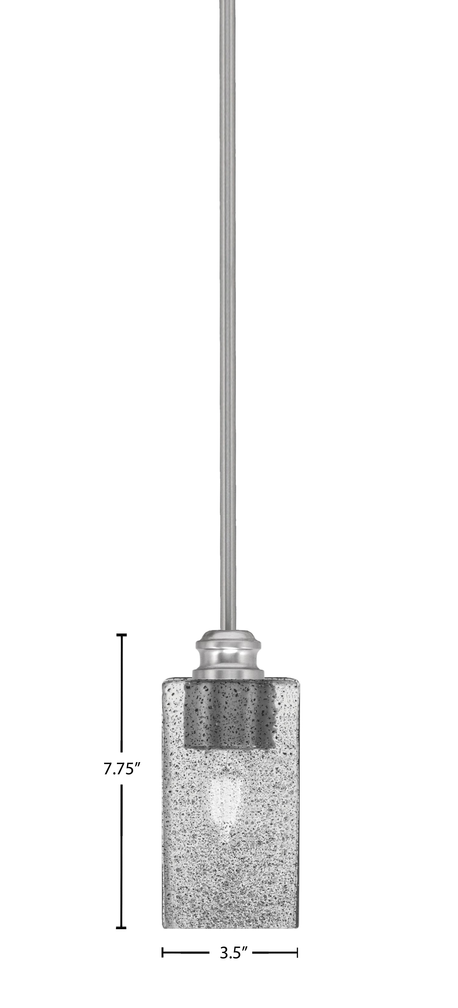 Edge One Light Mini Pendant in Brushed Nickel with 3.5" Square Smoke Bubble Shade