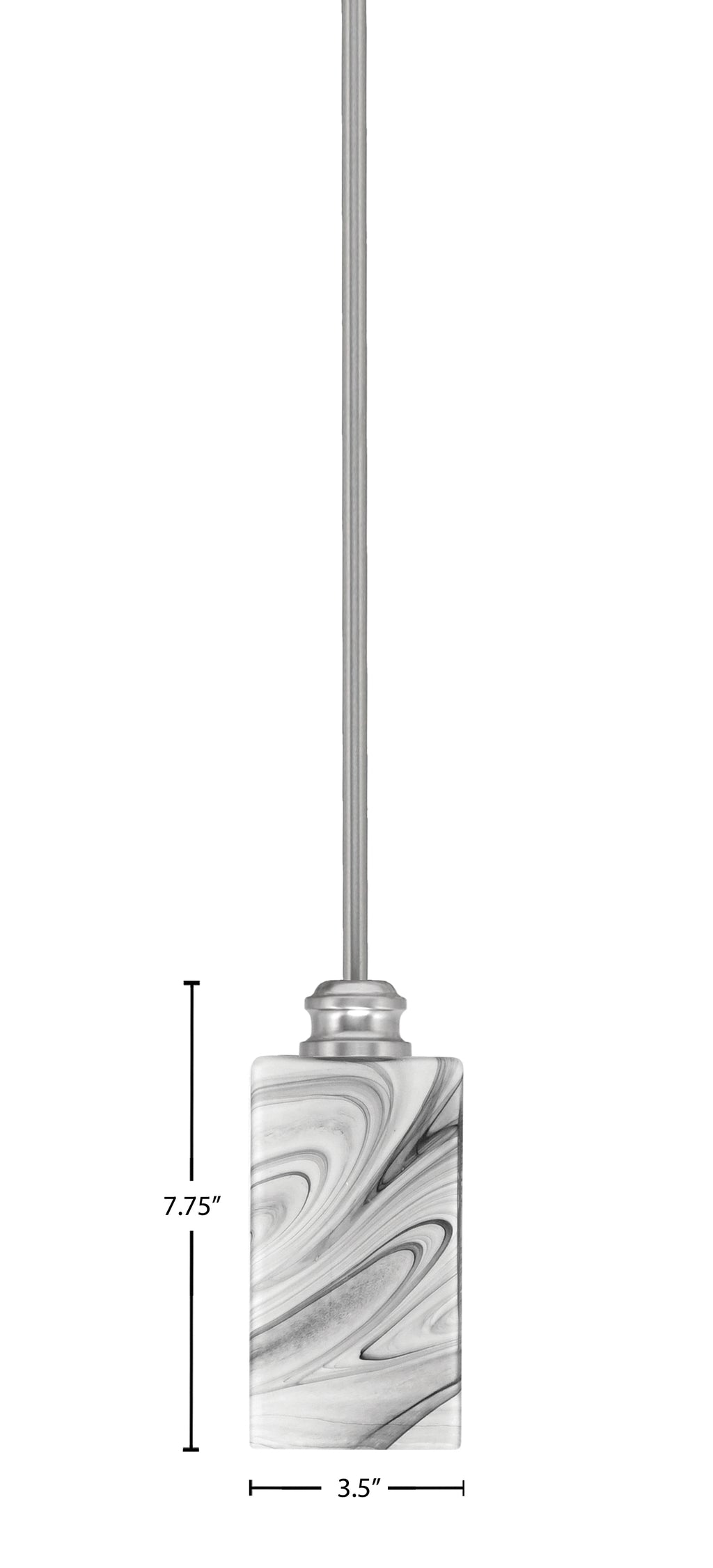 Edge One Light Mini Pendant in Brushed Nickel with 3.5" Square Onyx Swirl Shade