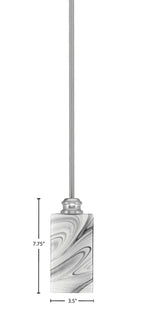 Edge One Light Mini Pendant in Brushed Nickel with 3.5" Square Onyx Swirl Shade