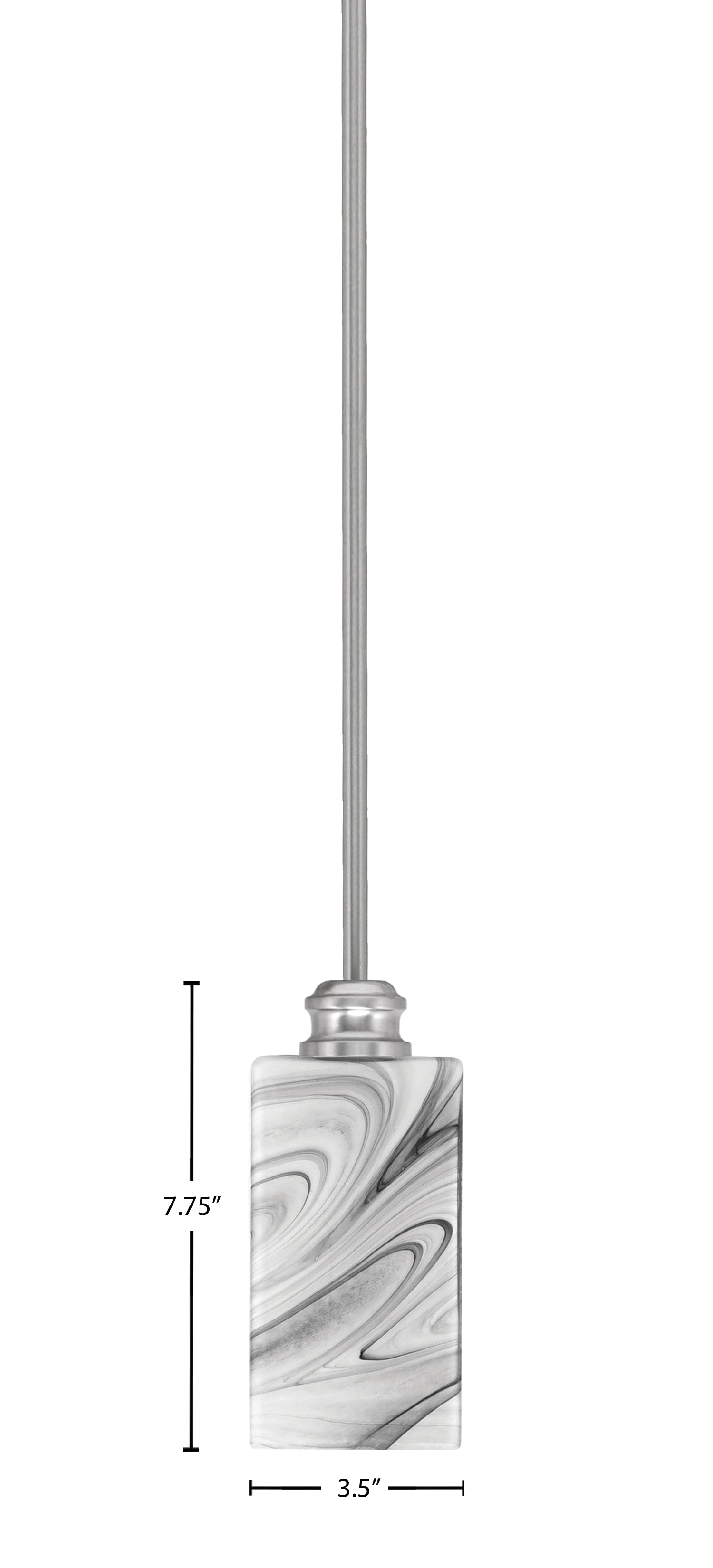 Edge One Light Mini Pendant in Brushed Nickel with 3.5" Square Onyx Swirl Shade