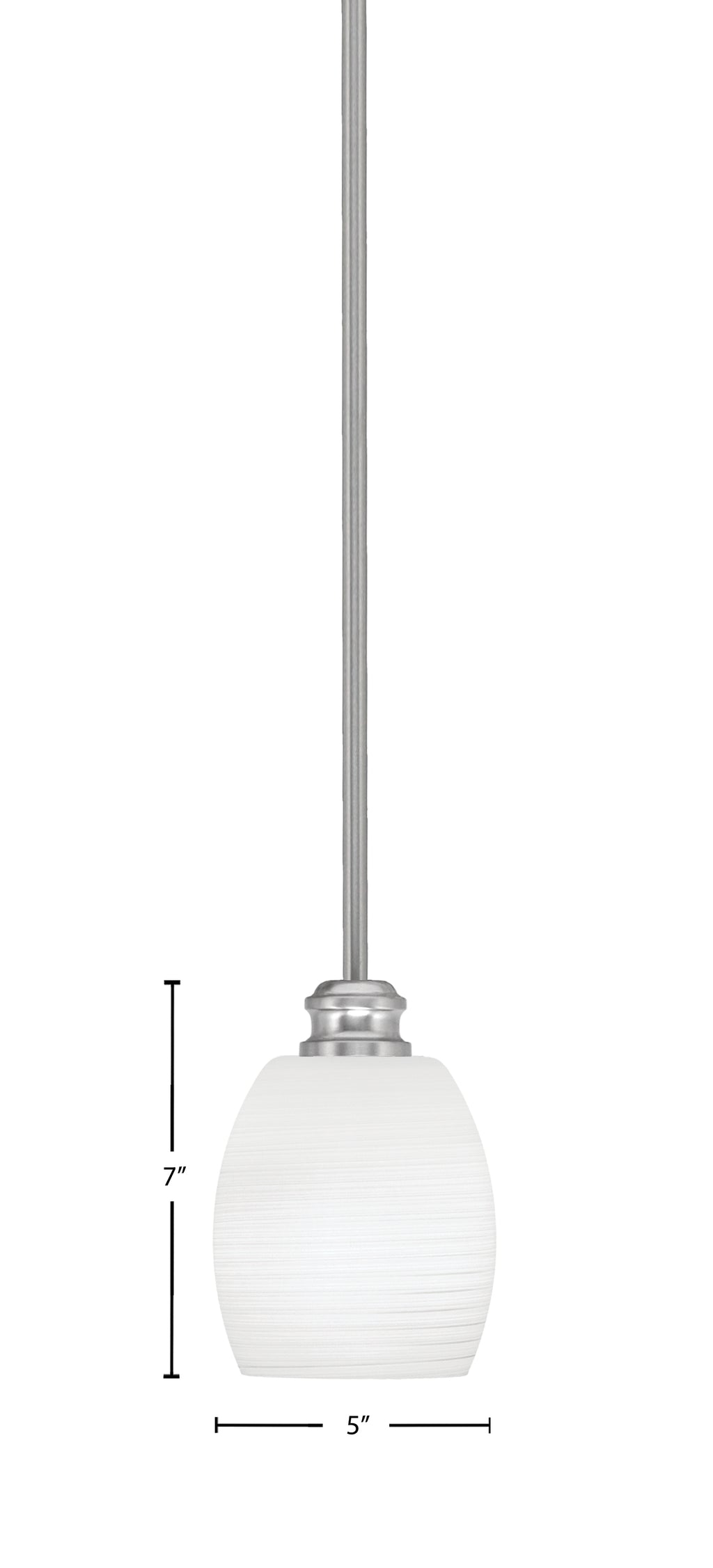Edge One Light Mini Pendant in Brushed Nickel with 5" White Linen Shade