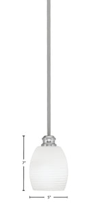 Edge One Light Mini Pendant in Brushed Nickel with 5" White Linen Shade
