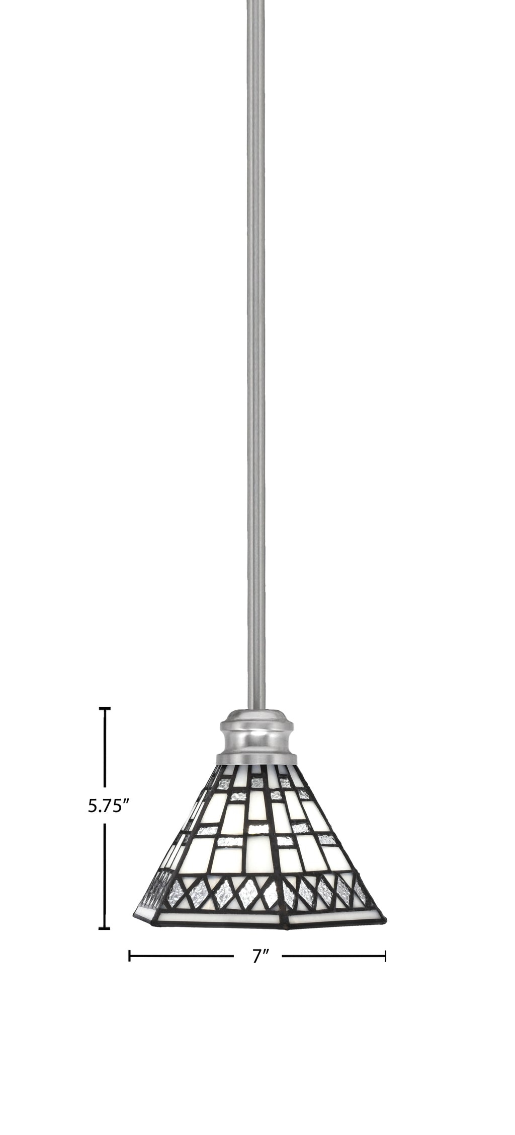 Edge One Light Mini Pendant in Brushed Nickel with 7" Pewter Art Glass Shade