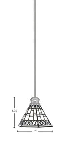 Edge One Light Mini Pendant in Brushed Nickel with 7" Pewter Art Glass Shade