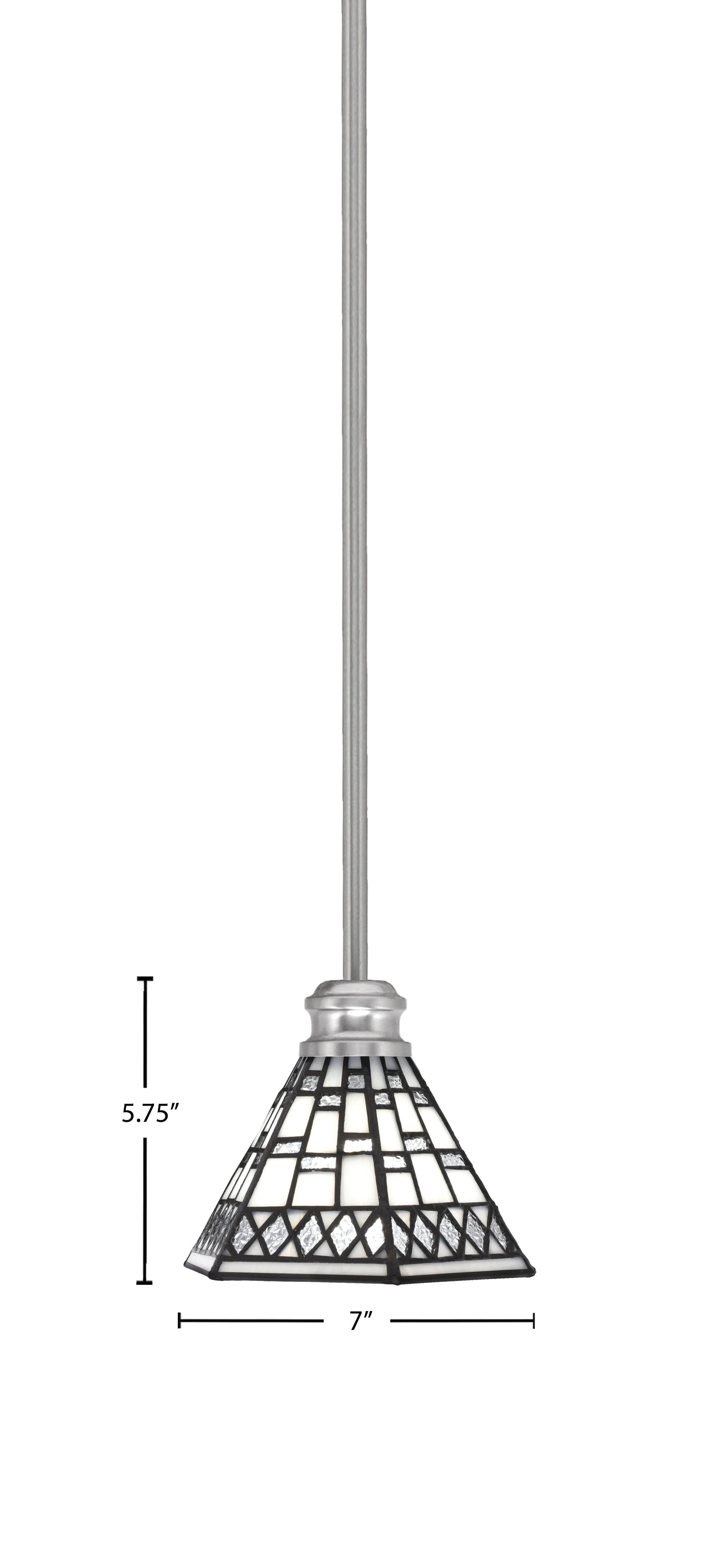 Edge One Light Mini Pendant in Brushed Nickel with 7" Pewter Art Glass Shade