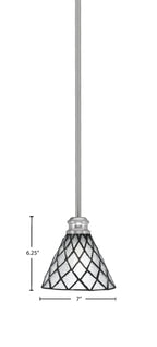 Edge One Light Mini Pendant in Brushed Nickel with 7" Diamond Ice Art Glass Shade