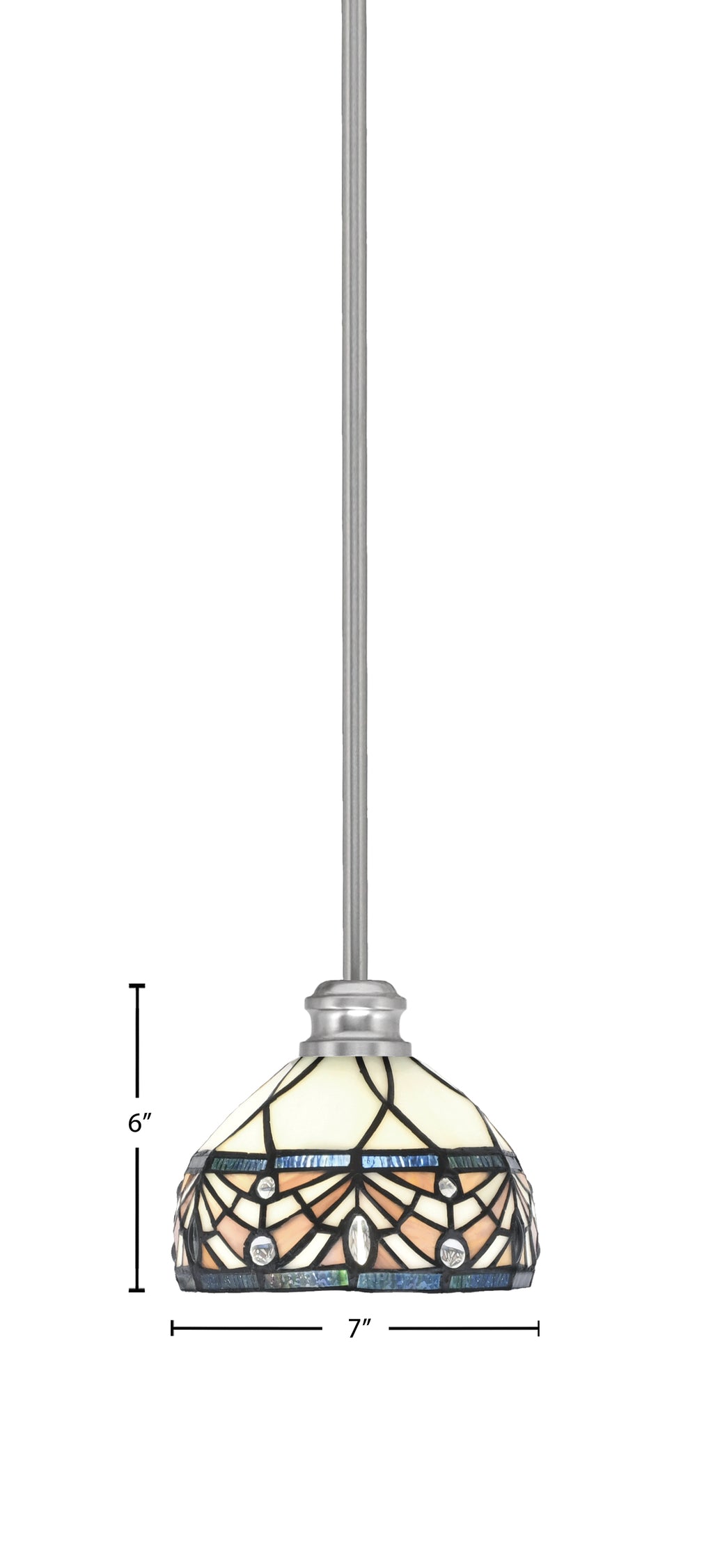 Edge One Light Mini Pendant in Brushed Nickel with 7" Royal Merlot Art Glass Shade