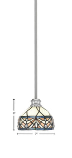 Edge One Light Mini Pendant in Brushed Nickel with 7" Royal Merlot Art Glass Shade