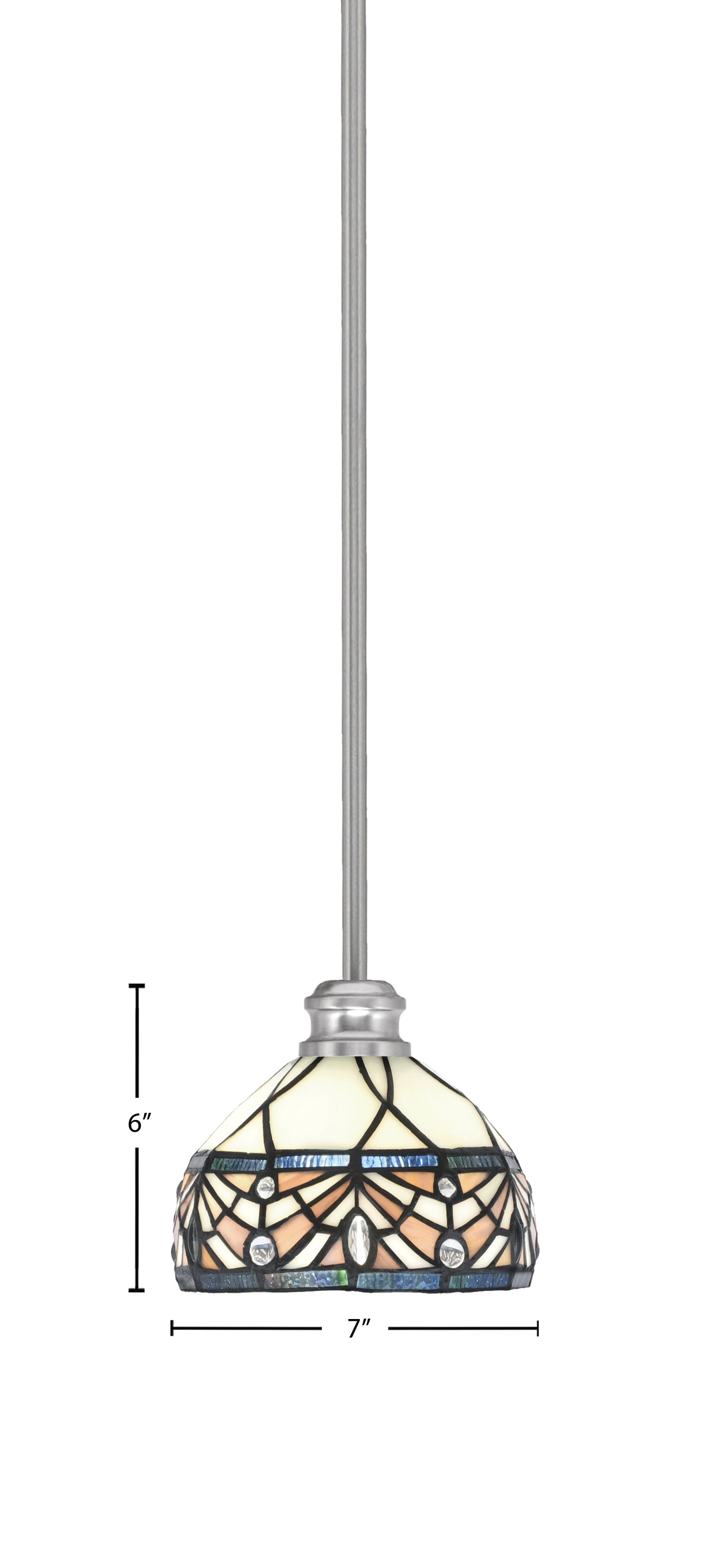 Edge One Light Mini Pendant in Brushed Nickel with 7" Royal Merlot Art Glass Shade