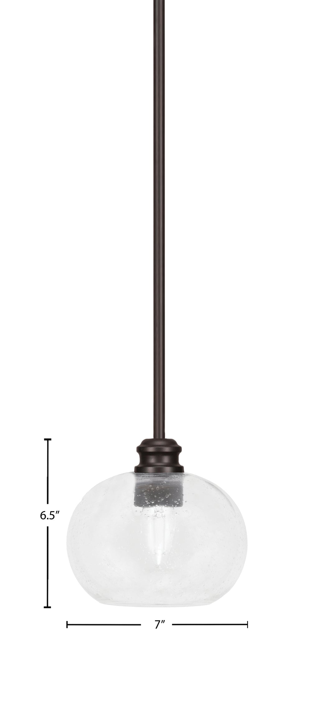 Edge One Light Mini Pendant in Espresso with 7" Clear Bubble Shade