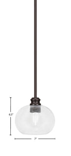 Edge One Light Mini Pendant in Espresso with 7" Clear Bubble Shade