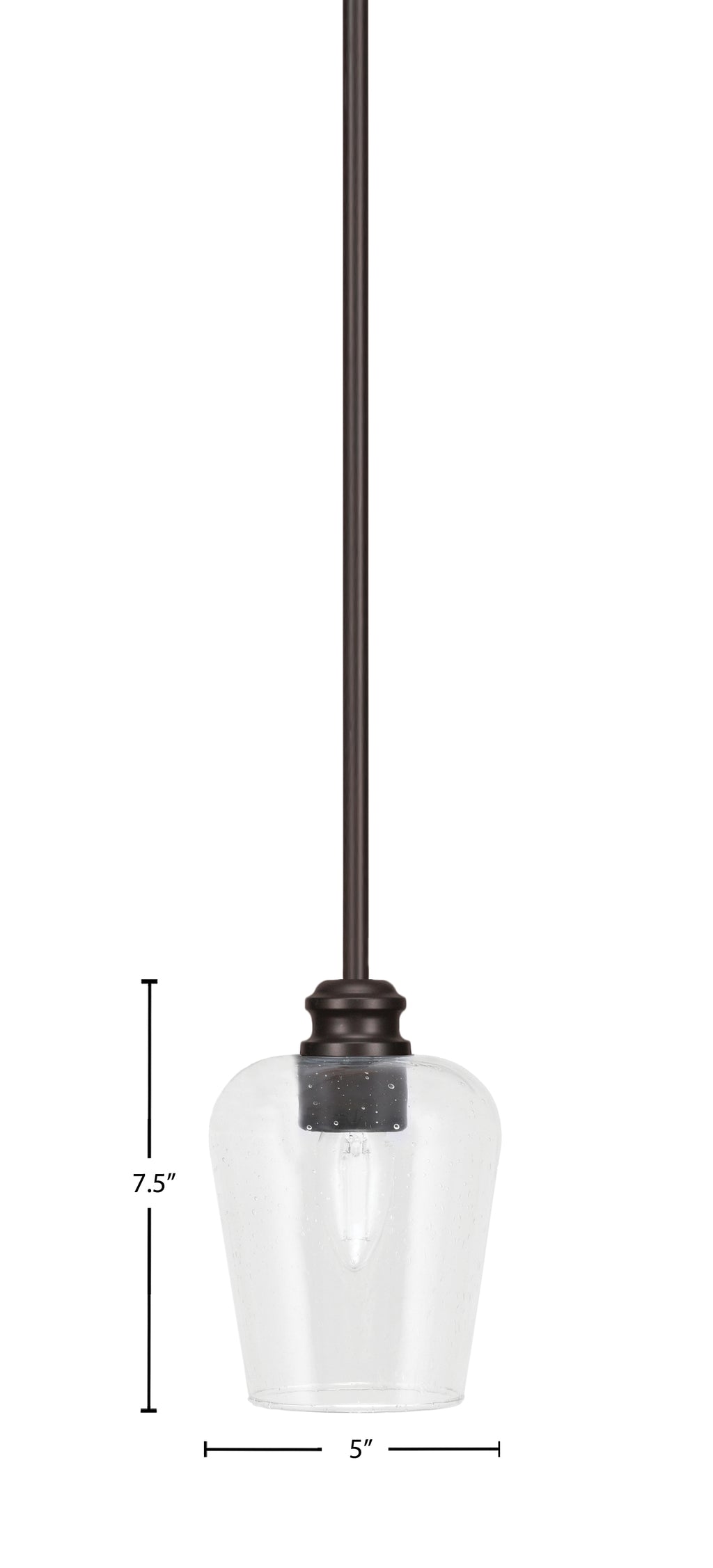 Edge One Light Mini Pendant in Espresso with 5" Clear Bubble Shade