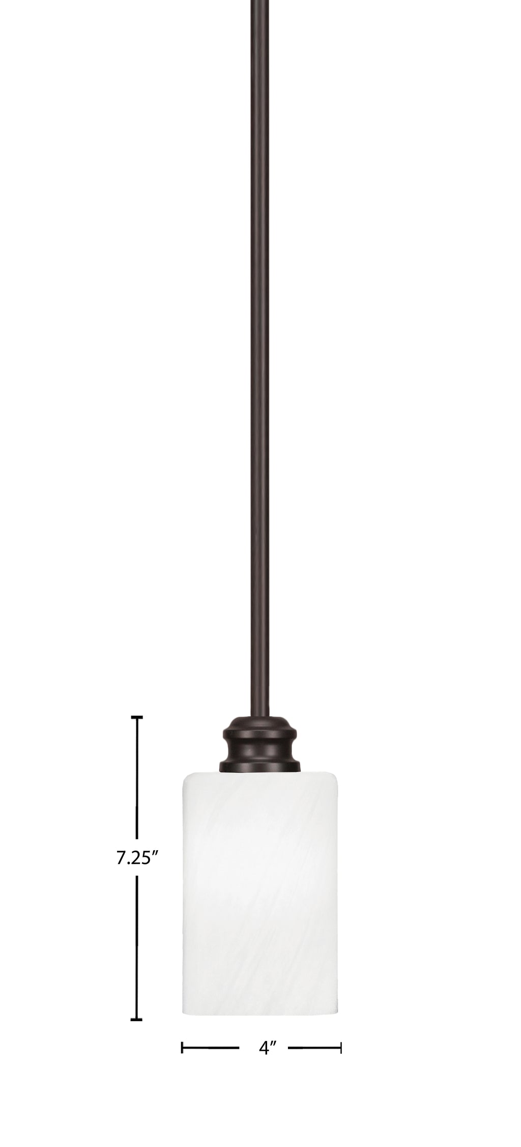 Edge One Light Mini Pendant in Espresso with 4" White Marble Shade