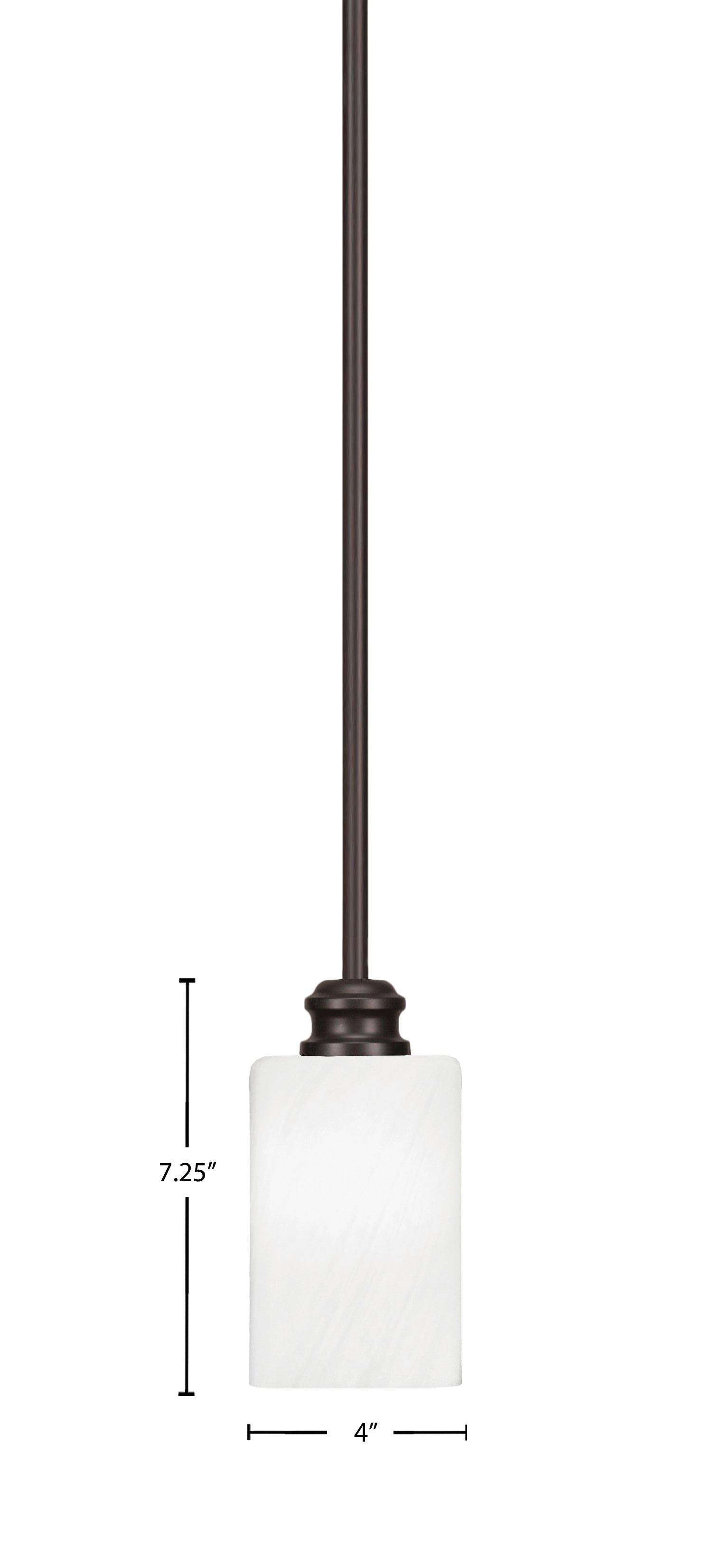 Edge One Light Mini Pendant in Espresso with 4" White Marble Shade