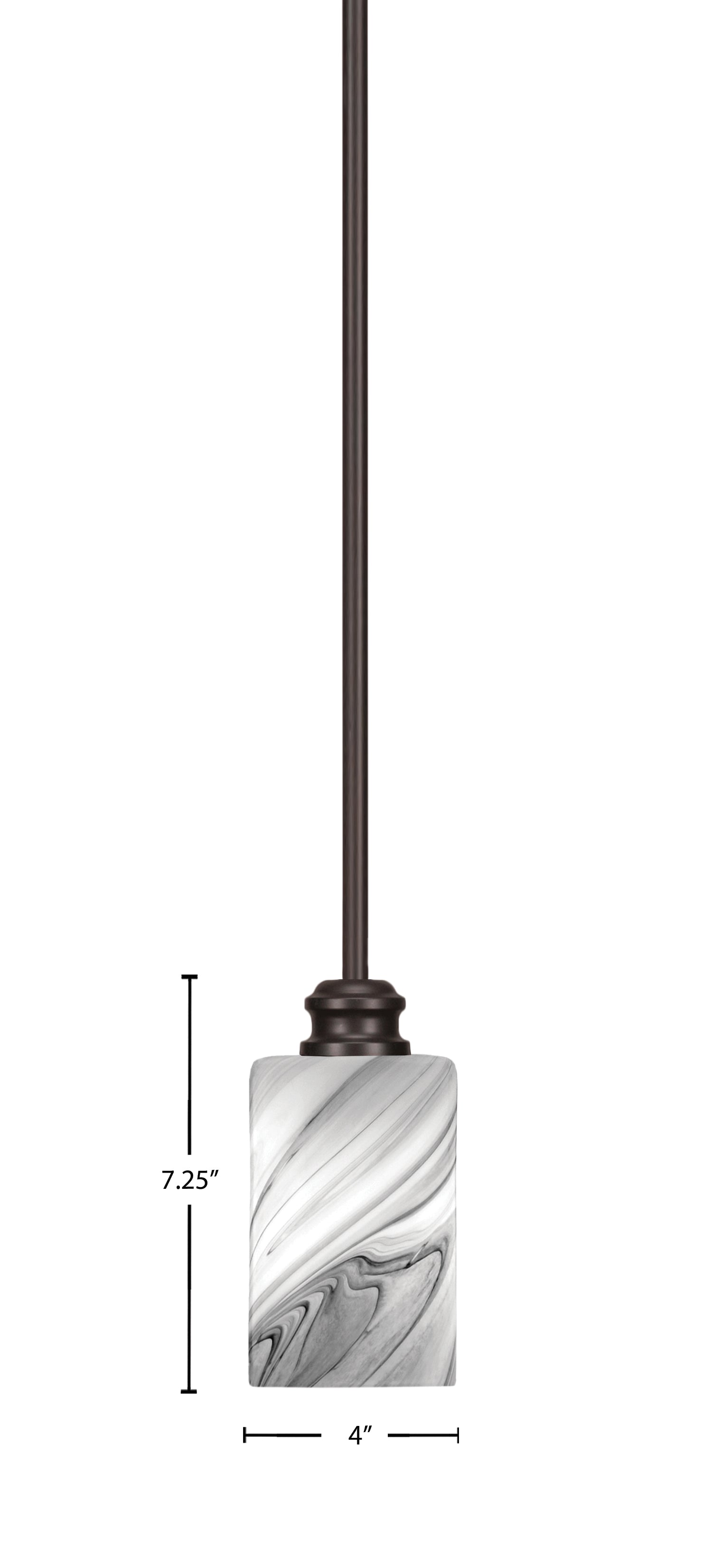 Edge One Light Mini Pendant in Espresso with 4" Onyx Swirl Shade