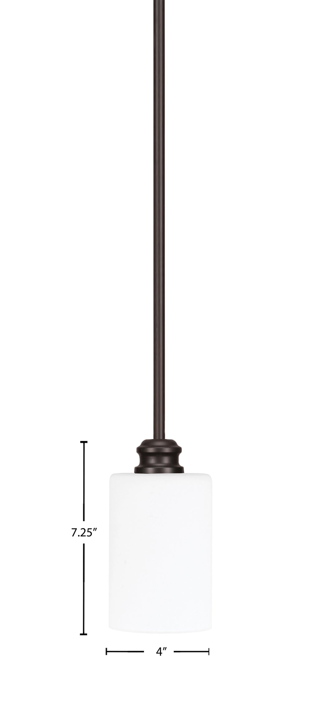 Edge One Light Mini Pendant in Espresso with 4" White Muslin Shade