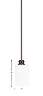 Edge One Light Mini Pendant in Espresso with 4" White Muslin Shade
