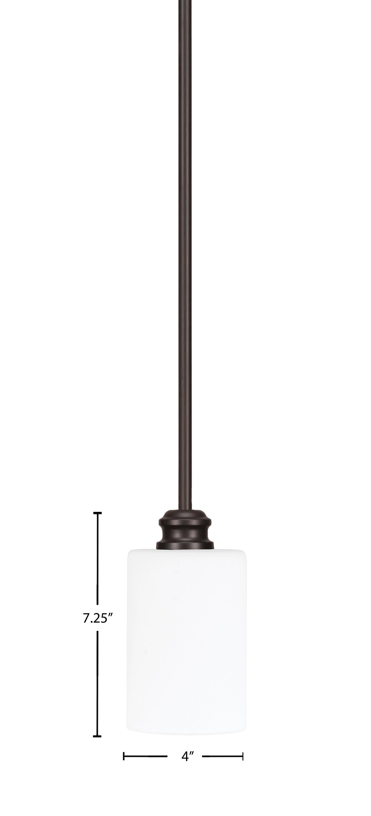 Edge One Light Mini Pendant in Espresso with 4" White Muslin Shade