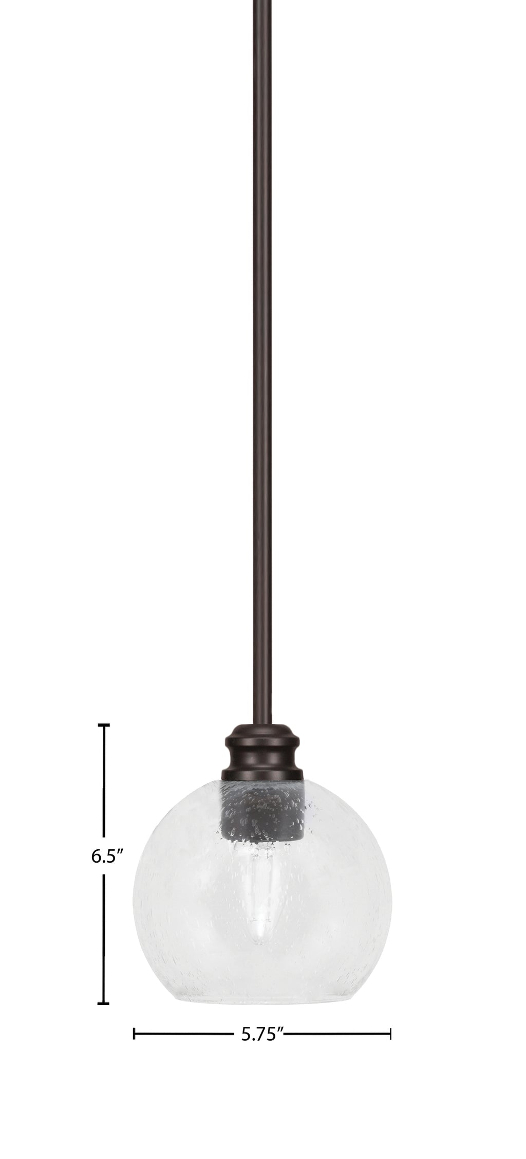 Edge One Light Mini Pendant in Espresso with 5.75" Clear Bubble Shade