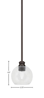 Edge One Light Mini Pendant in Espresso with 5.75" Clear Bubble Shade
