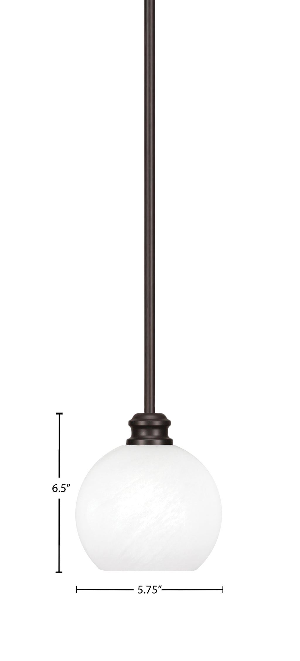 Edge One Light Mini Pendant in Espresso with 5.75" White Marble Shade