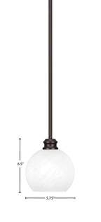 Edge One Light Mini Pendant in Espresso with 5.75" White Marble Shade