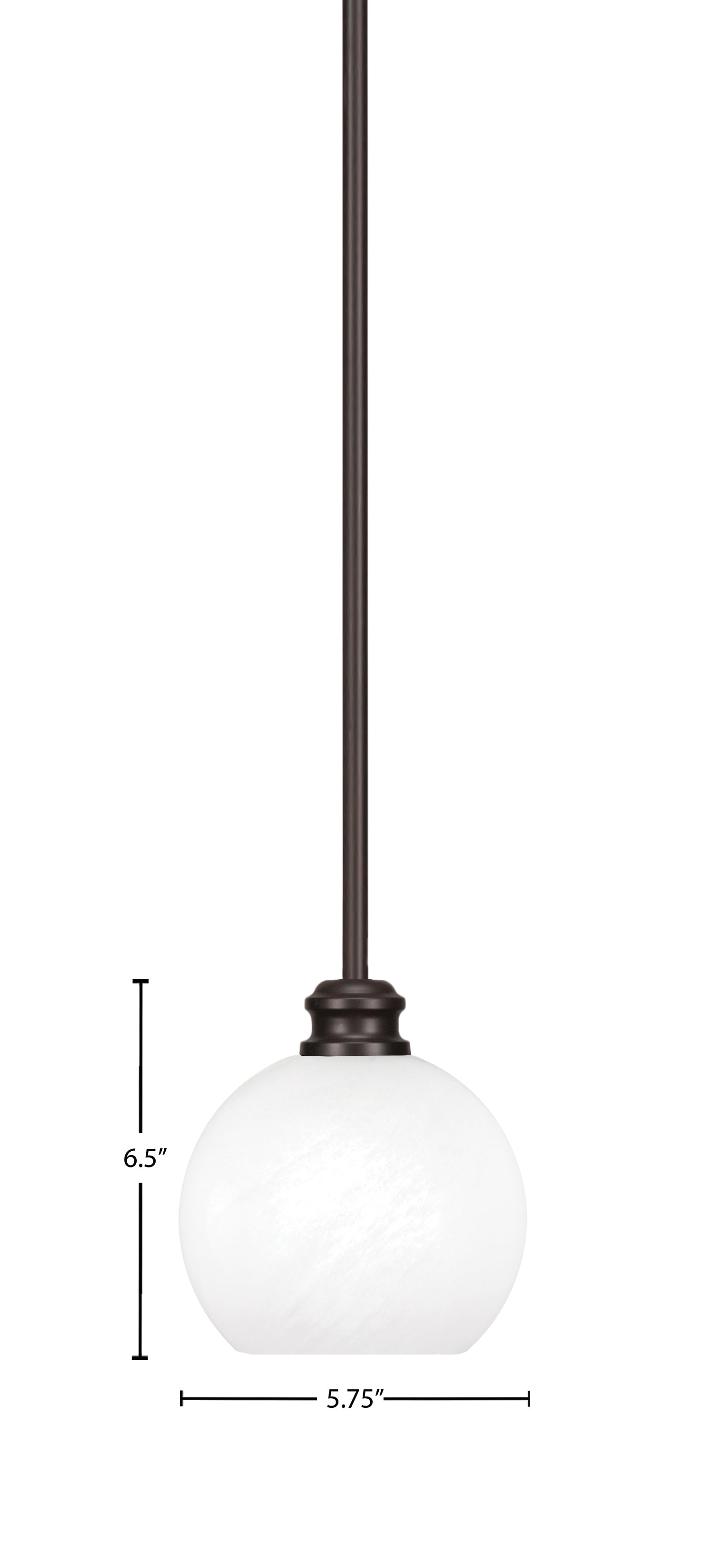 Edge One Light Mini Pendant in Espresso with 5.75" White Marble Shade