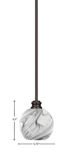 Edge One Light Mini Pendant in Espresso with 5.75" Onyx Swirl Shade