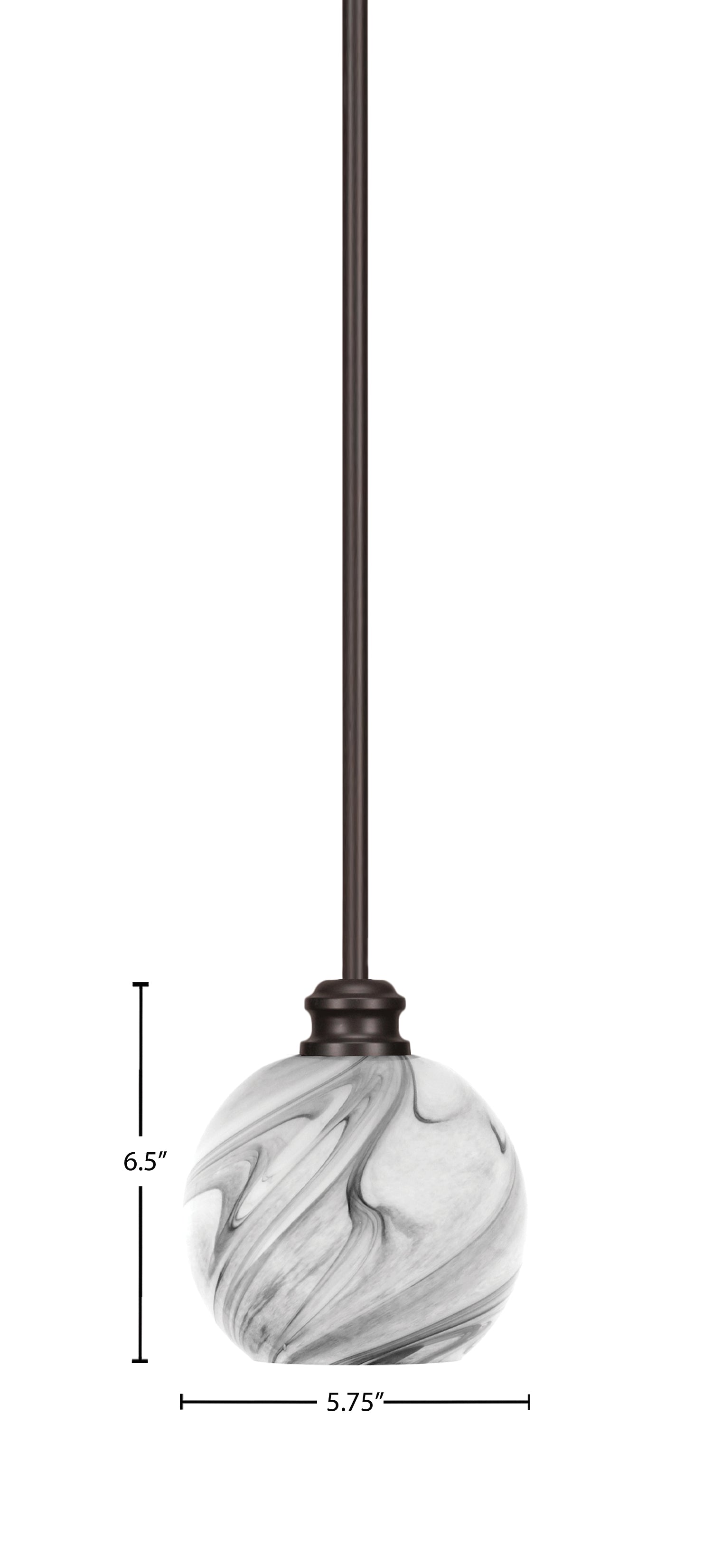 Edge One Light Mini Pendant in Espresso with 5.75" Onyx Swirl Shade