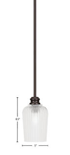 Edge One Light Mini Pendant in Espresso with 5" Clear Textured Shade
