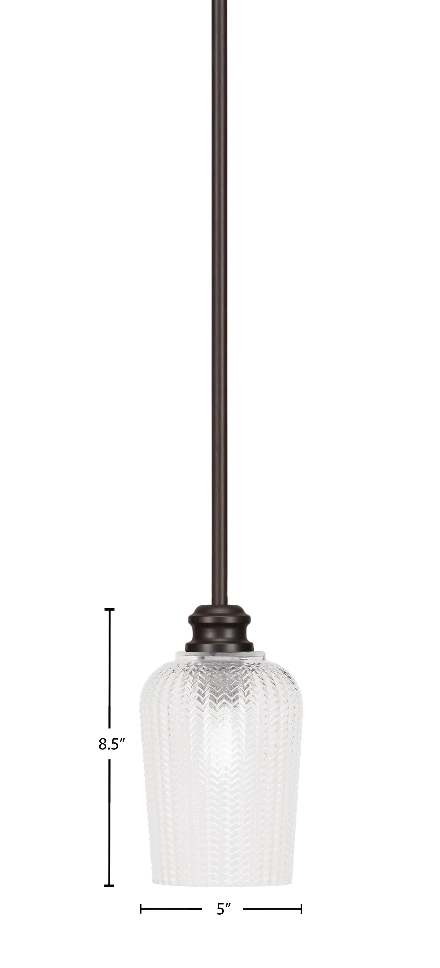 Edge One Light Mini Pendant in Espresso with 5" Clear Textured Shade