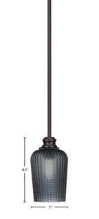 Edge One Light Mini Pendant in Espresso with 5" Smoke Textured Shade