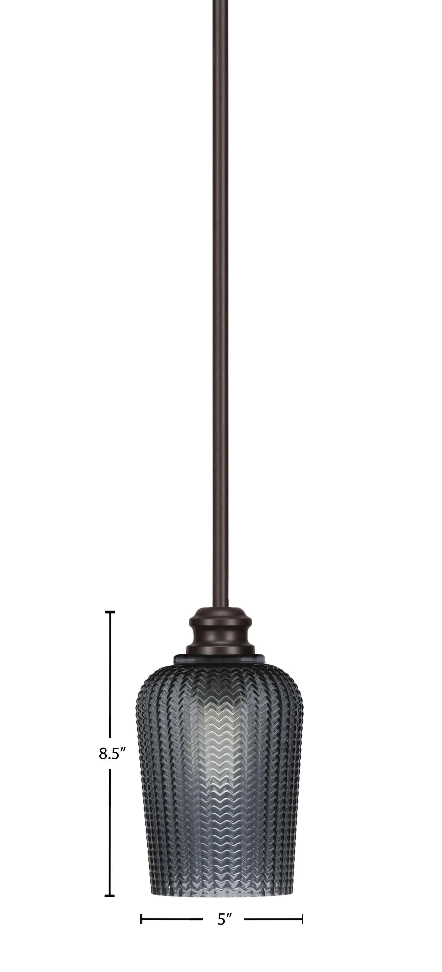 Edge One Light Mini Pendant in Espresso with 5" Smoke Textured Shade