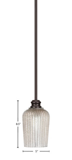 Edge One Light Mini Pendant in Espresso with 5" Silver Textured Shade