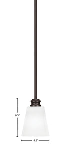 Edge One Light Mini Pendant in Espresso with 4.5" Square White Muslin Shade