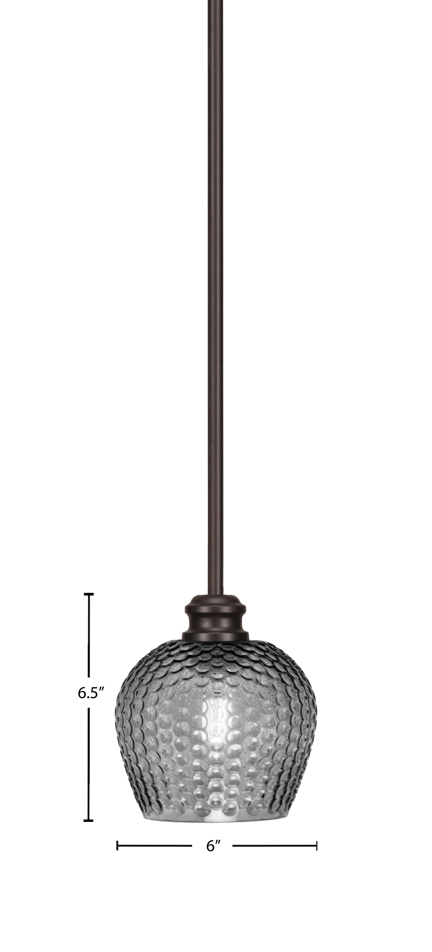 Edge One Light Mini Pendant in Espresso with 6" Smoke Textured Shade