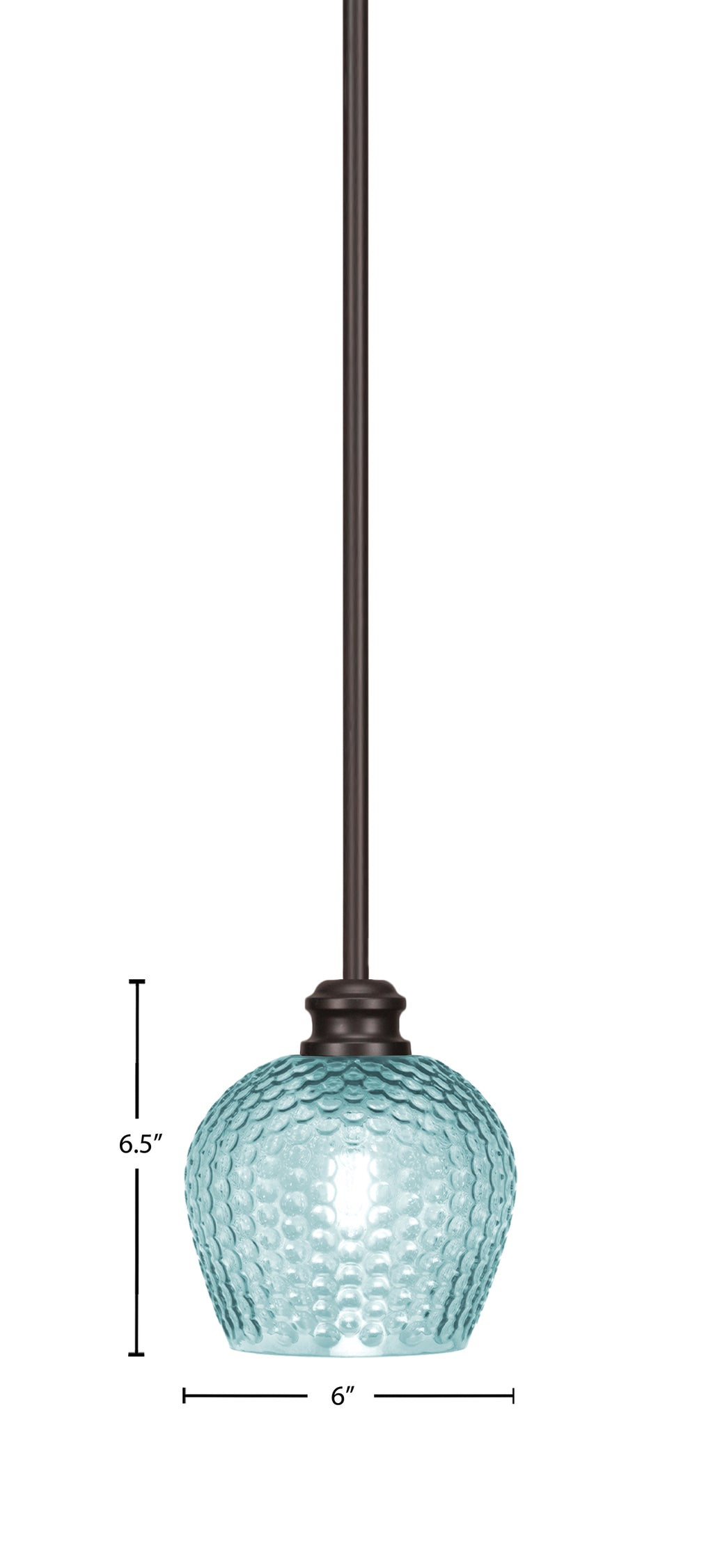 Edge One Light Mini Pendant in Espresso with 6" Turquoise Textured Shade