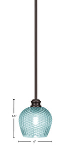 Edge One Light Mini Pendant in Espresso with 6" Turquoise Textured Shade