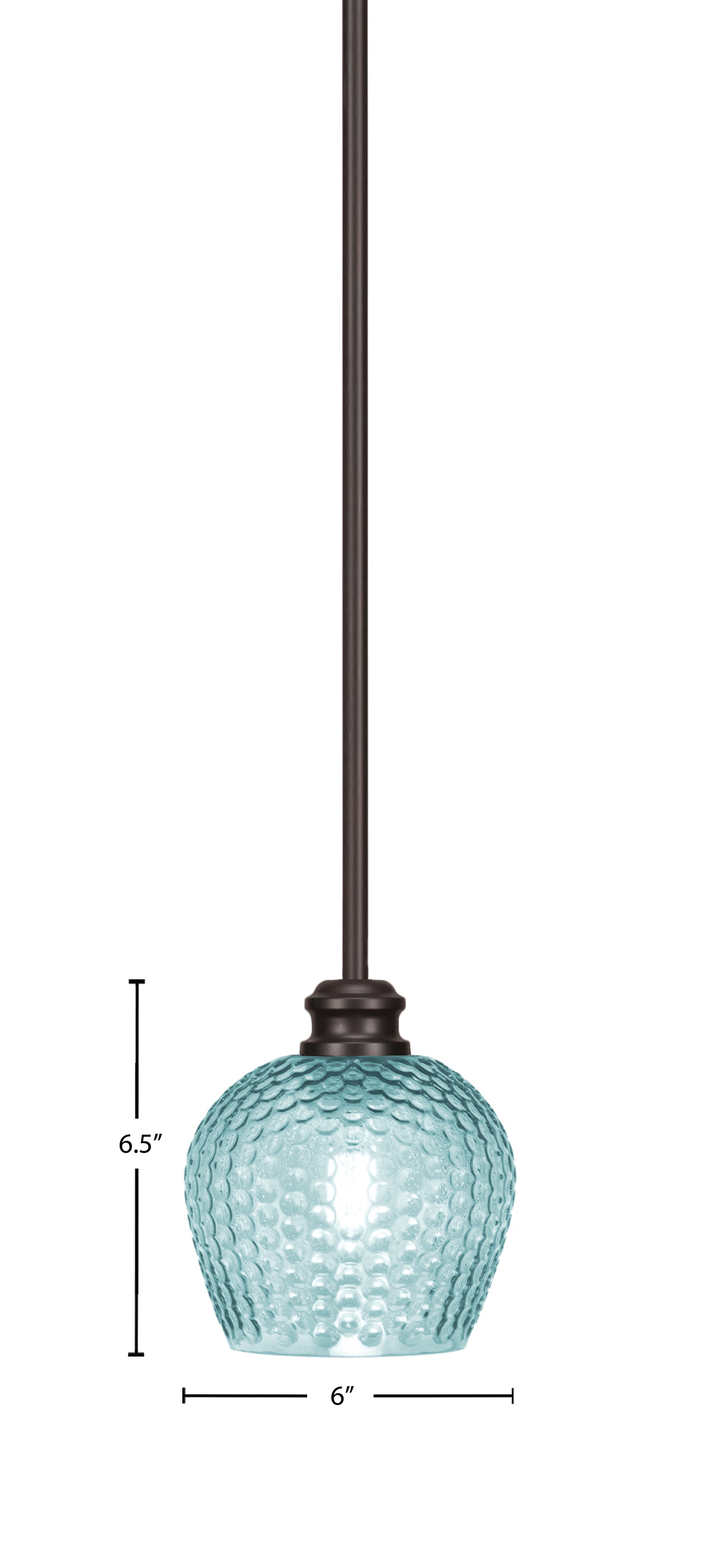 Edge One Light Mini Pendant in Espresso with 6" Turquoise Textured Shade