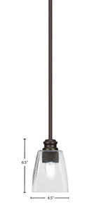 Edge One Light Mini Pendant in Espresso with 4.5" Square Clear Bubble Shade