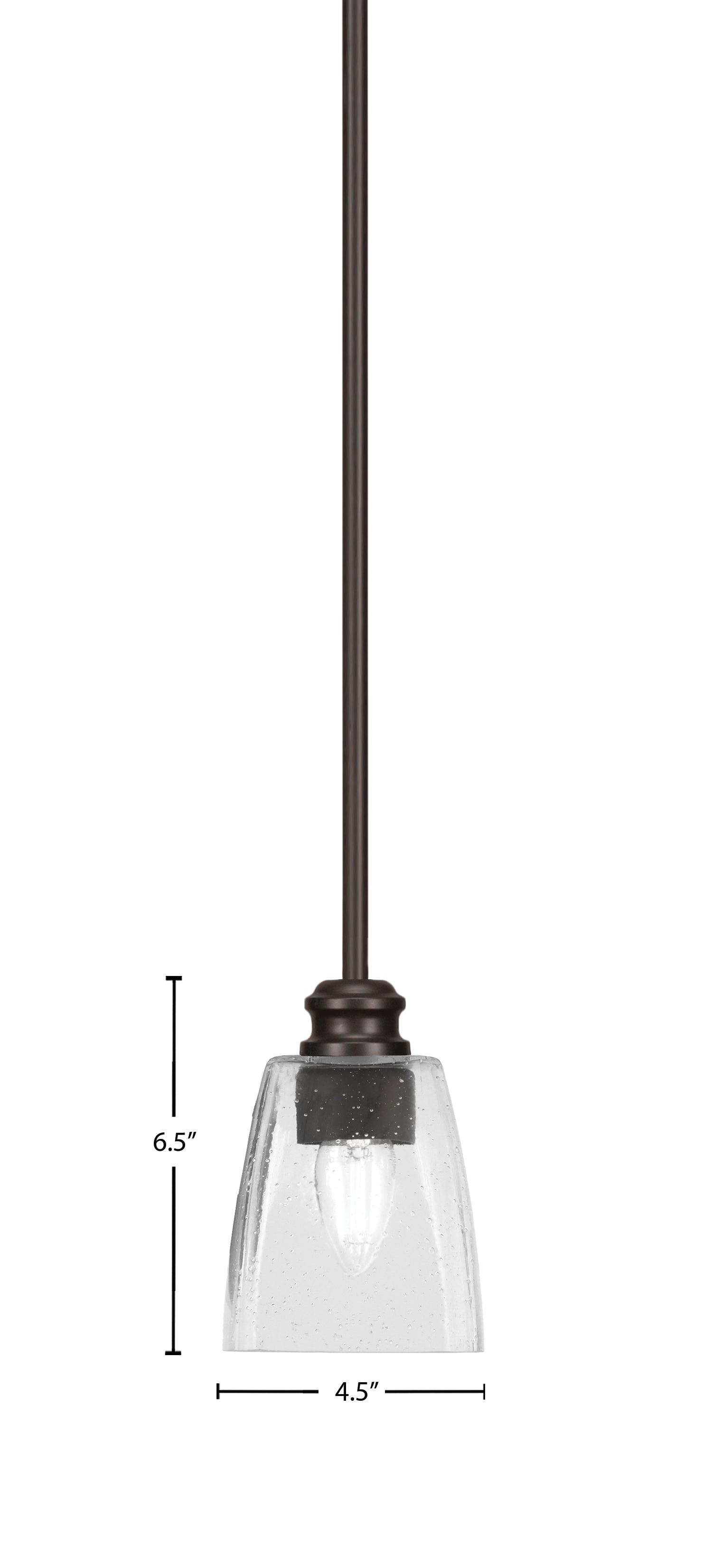 Edge One Light Mini Pendant in Espresso with 4.5" Square Clear Bubble Shade