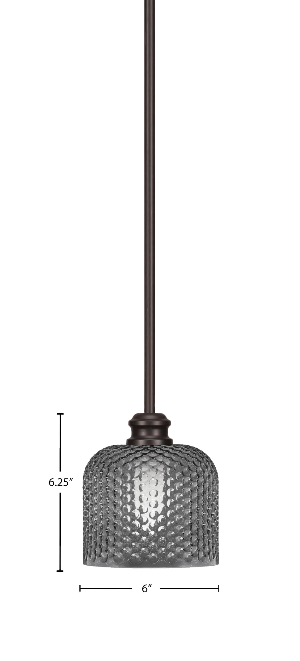 Edge One Light Mini Pendant in Espresso with 6" Smoke Textured Shade
