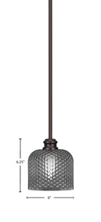 Edge One Light Mini Pendant in Espresso with 6" Smoke Textured Shade